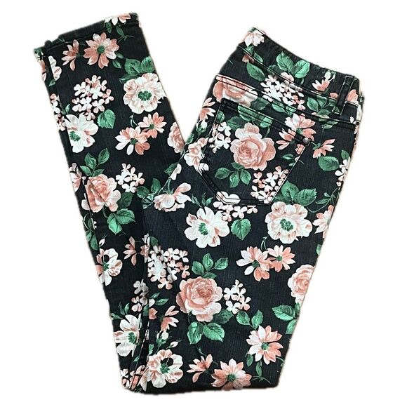Tinseltown Floral Denim Jeans Black Pink Size 5 - Picture 4 of 7